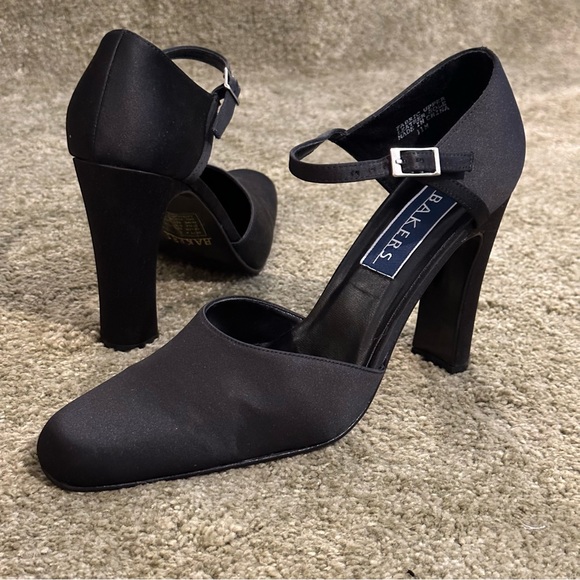 Bakers Shoes Bakers Sensation Black Satin High Heel Mary Jane 9s